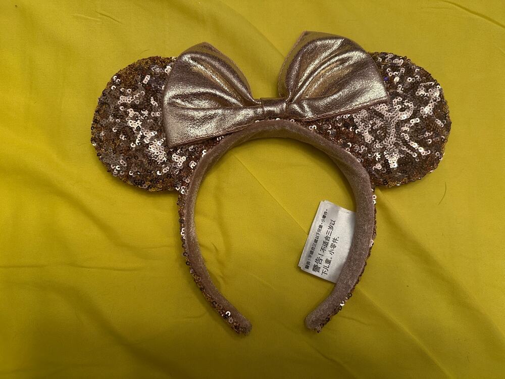 Disney Parks Original Rose Gold Sequin Minnie Mouse Ears Headband